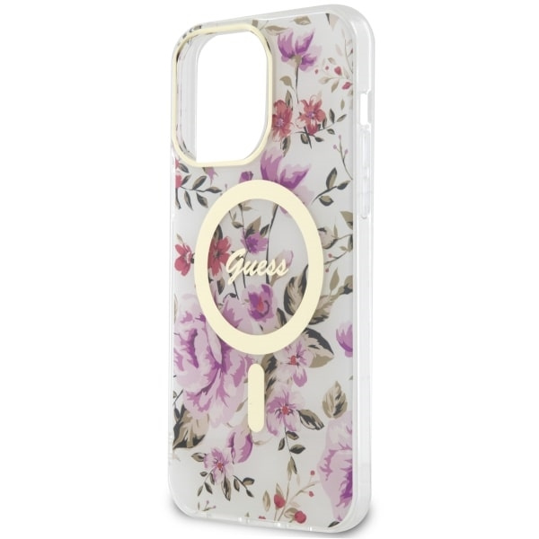 Etui Guess GUHMP14LHCFWST iPhone 14 Pro 6.1" transparent hardcase Flower MagSafe Case