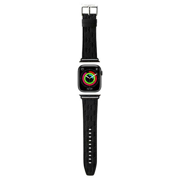 Pasek Karl Lagerfeld Pasek KLAWLSAKLHPK Apple Watch 42 / 44 / 45 / 49mm czarny/black strap Saffiano Monogram