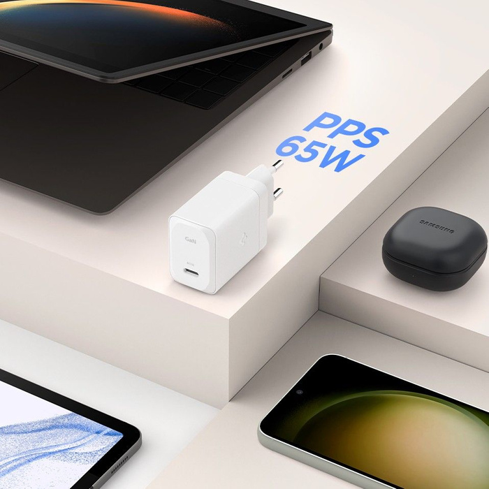 ŁADOWARKA SPIGEN ARCSTATION PRO GAN-651 1-PORT NETWORK CHARGER 65W + TYPE-C CABLE WHITE
