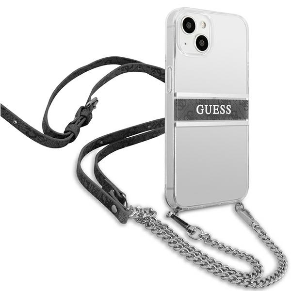 Etui GUESS Apple iPhone 13 Mini 4G Grey Strap Silver Chain Bezbarwny Hardcase