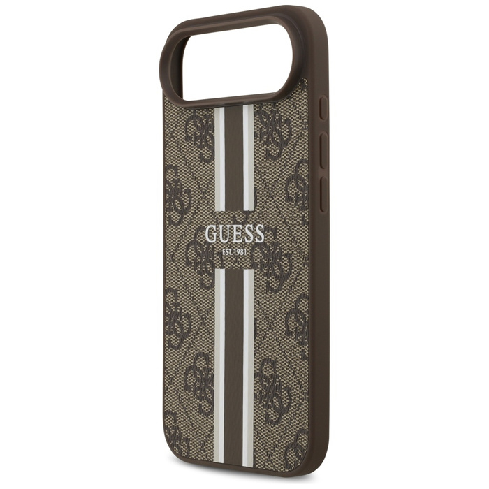 Etui Guess 4G Printed Stripes MagSafe do iPhone 17 Air brązowy