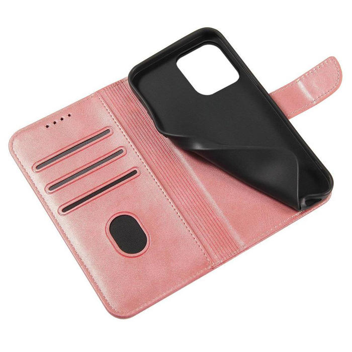 Etui Magnet Case etui do Xiaomi Redmi Note 12 5G / Poco X5 5G pokrowiec z klapką portfel podstawka różowe Case
