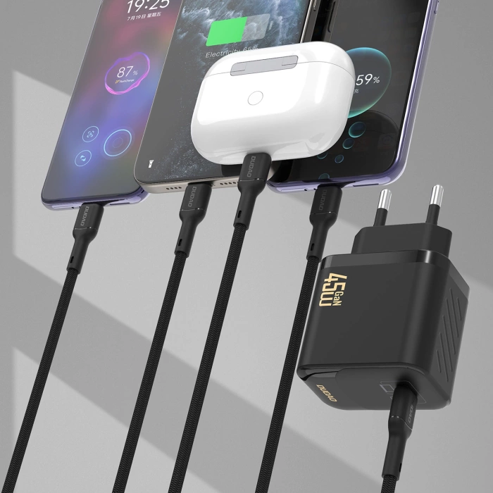 Ładowarka sieciowa Dudao A28C 45W GaN + kabel USB-C - czarna