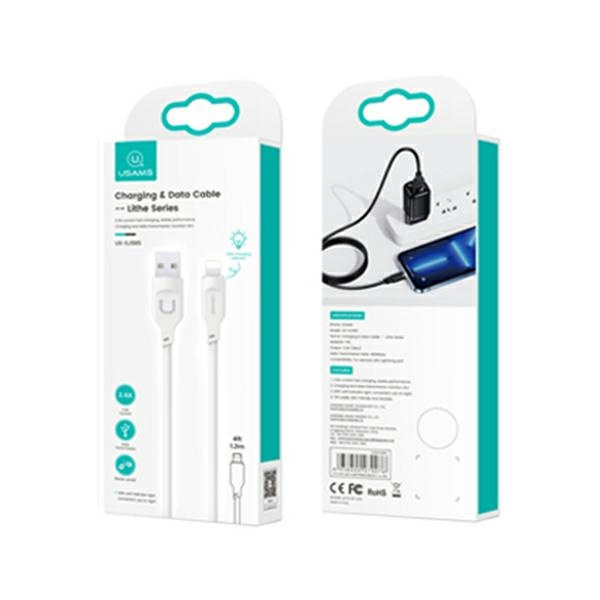USAMS Kabel lightning Fast Charging 2,4A Lithe Series1,2m biały/white SJ565USB02 (US-SJ565)