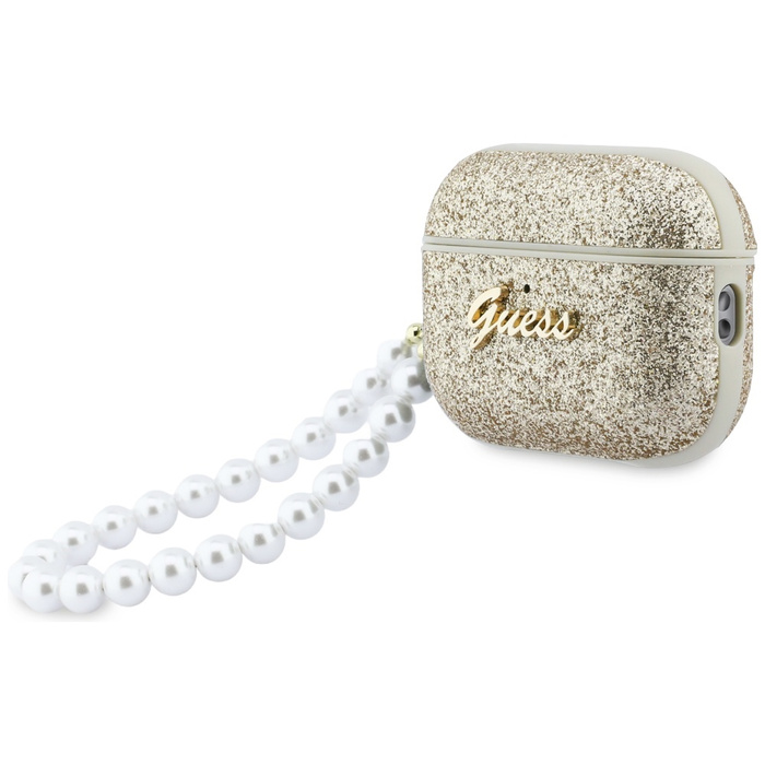 Etui Guess Glitter Pearl Strap do        AirPods Pro 3 złoty