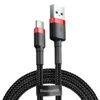 Baseus Cafule Cable wytrzymały nylonowy kabel przewód USB / USB-C QC3.0 2A 3M czarno-czerwony (CATKLF-U91) Baseus Cafule Cable wytrzymały nylonowy kabel przewód USB / USB-C QC3.0 2A 3M czarno-czerwony (CATKLF-U91)