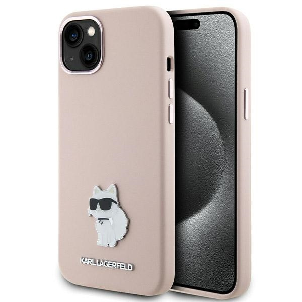 Etui Karl Lagerfeld KLHCP15MSMHCNPP iPhone 15 Plus 6.7" różowy/pink Silicone Choupette Metal Pin Case