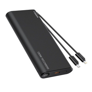 Powerbank Veger TCE130 (W2503) PD 130W 25000 mAh z wbudowanymi kablami Typ C / Lightning czarny