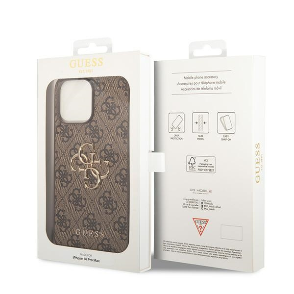 Etui Guess GUHCP15X4GMGBR iPhone 15 Pro Max 6.7" brązowy/brown hardcase 4G Big Metal Logo Case
