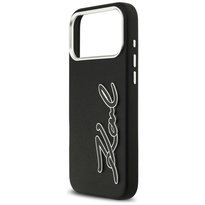 Etui Karl Lagerfeld FW Grained Signature Logo do iPhone 17 Pro Max czarny