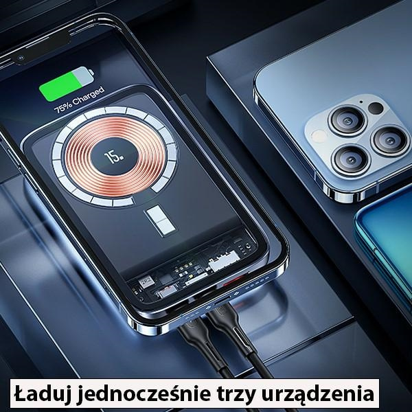 USAMS Powerbank PB67 10000mAh 20W QC3.0+PD Magnetic Wireless Fast Charge stalowy/tarnish 10KCD18401 (US-CD184)