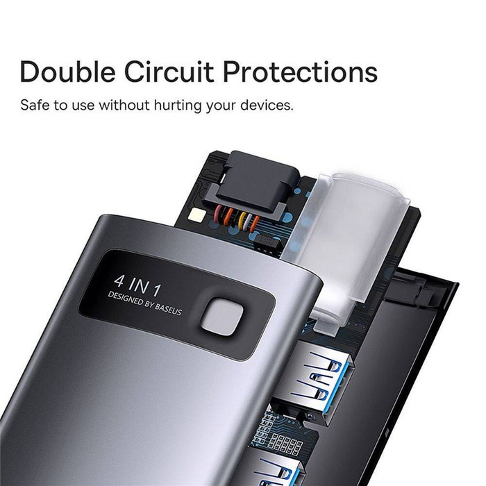 Stacja dokująca HUB Baseus Metal Gleam Series 4 w 1 USB Typ C - 4 x USB 3.2 Gen. 1 (WKWG070013)