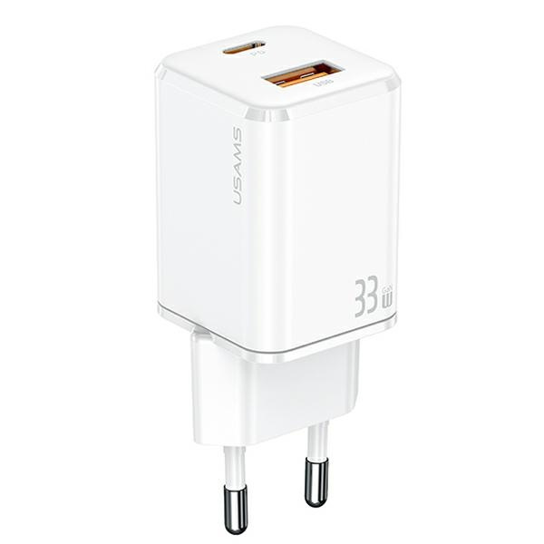 USAMS Ład. siec. 1xUSB-C+1xUSB T43 33W (only head) PD3.0 +QC3.0 Fast Charging biały/white CC144TC02 (US-CC144)