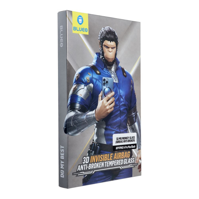 Szkło Hartowane 5D Mr. Monkey Glass - Apple iPhone 14 Pro Max czarny (Airbag Anti-broken)