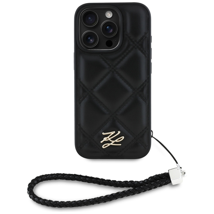 Etui Karl Lagerfeld Quilted Initial Logo & Chain Strap do iPhone 16 Pro Max czarny
