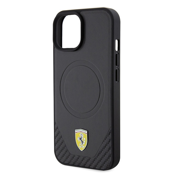 Etui Ferrari FEHMP15SPTEK iPhone 15 6.1" czarny/black hardcase Carbon Metal Logo MagSafe Case