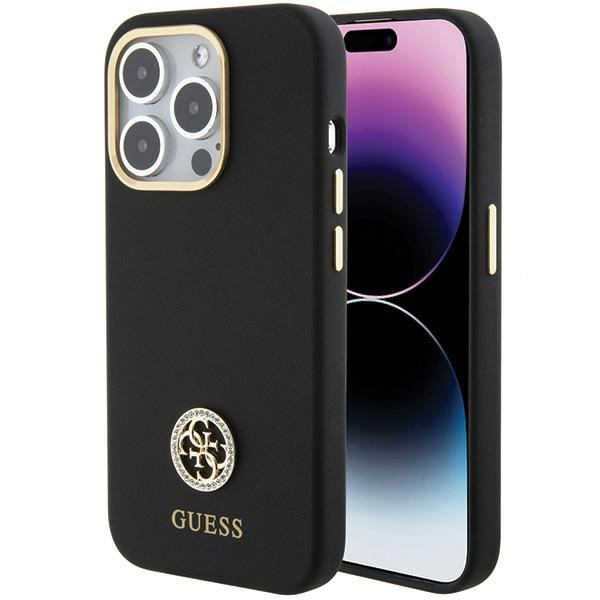 Guess GUHCP15LM4DGPK iPhone 15 Pro 6.1" czarny/black hardcase Silicone Logo Strass 4G
