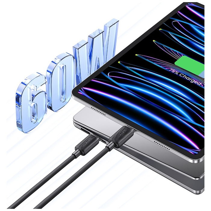 Kabel USAMS KY Series US-SJ691 60W USB-C do USB-C 1m czarny
