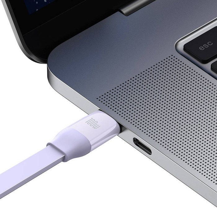 Baseus Bright Mirror 2 zwijany kabel przewód 3w1 USB Typ C - micro USB + Lightning + USB Typ C 3.5A 1.1m fioletowy (CAMJ010205)