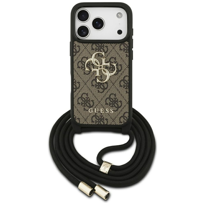 Etui Guess 4G Big Logo Cord Stap         Crossbody do iPhone 17 Pro brązowy