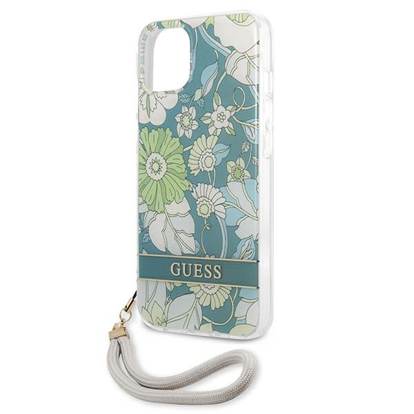 Etui GUESS Apple iPhone 13 Flower Strap Zielony Hardcase