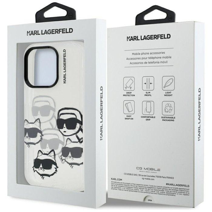 Etui Karl Lagerfeld iPhone 16 Pro Max IML Multi K&C Head Pattern Przezroczysty