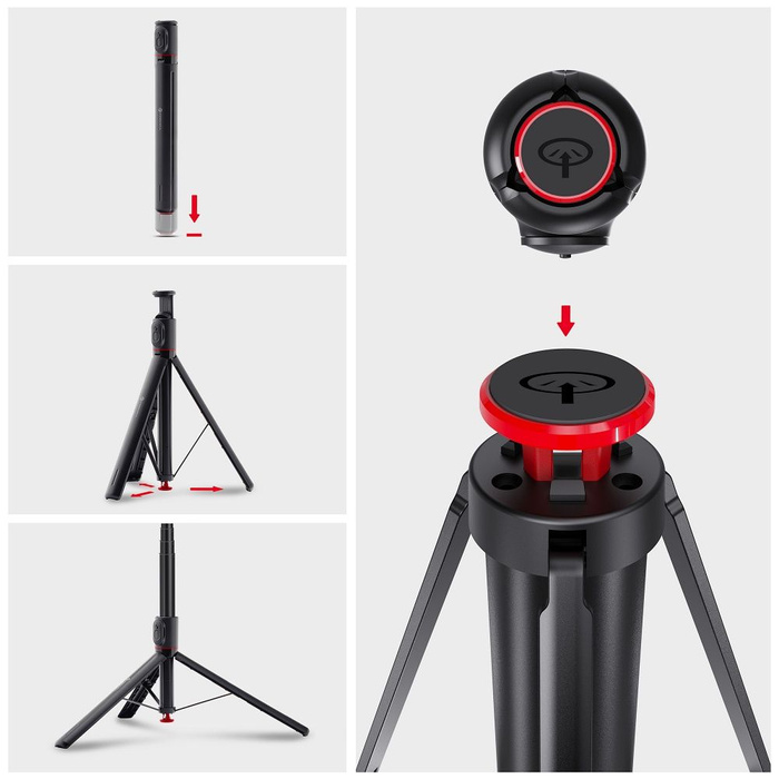 Selfie stick Forcell F-Grip F170XL tripod automatyczny z pilotem bezprzewodowym czarny
