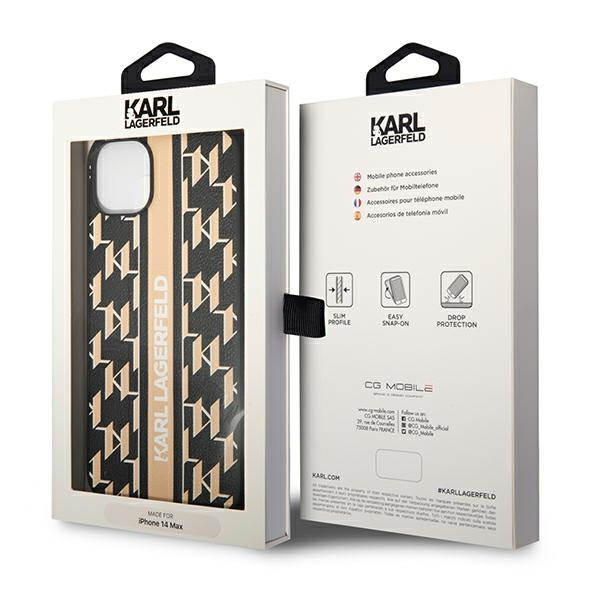 Etui KARL LAGERFELD Apple iPhone 14 Plus Monogram Stripe Brązowy Hardcase