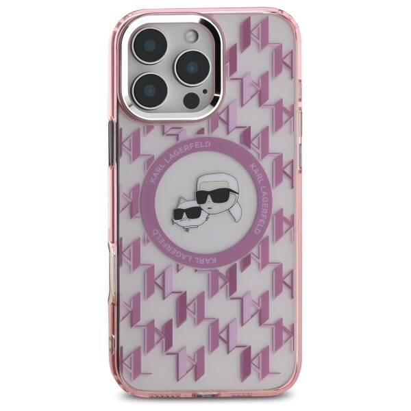 Etui Karl Lagerfeld iPhone 16 Pro Max 6.9" różowy/pink IML Monogram Karl&Choupette Head MagSafe