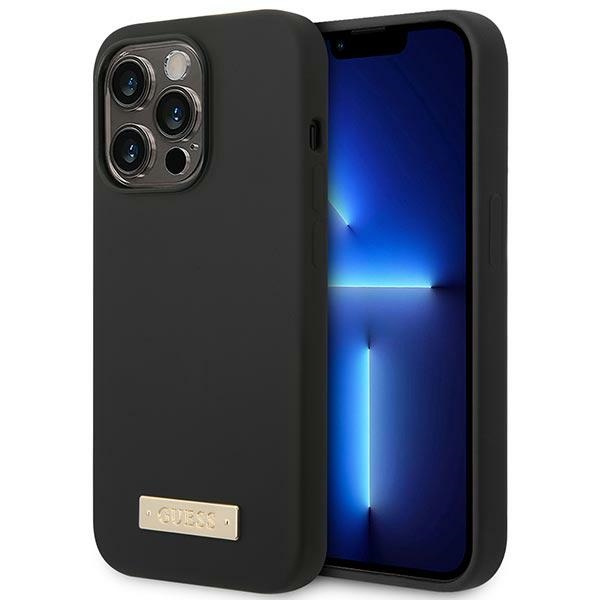 Etui GUESS Apple iPhone 14 Pro Silicone Logo Plate MagSafe Czarny Hardcase