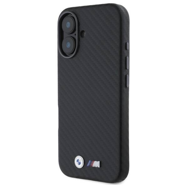 Etui BMW iPhone 16 czarny/black hardcase Carbon Wrapped Metal