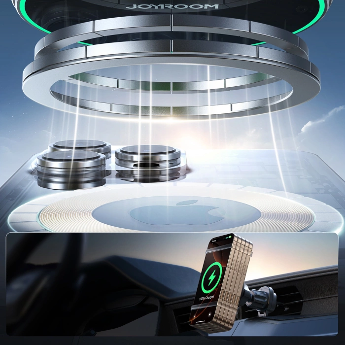 Uchwyt Joyroom JR-ZS412 z ładowarką Qi2 15W, samochodowy, na kratkę nawiewu - czarny