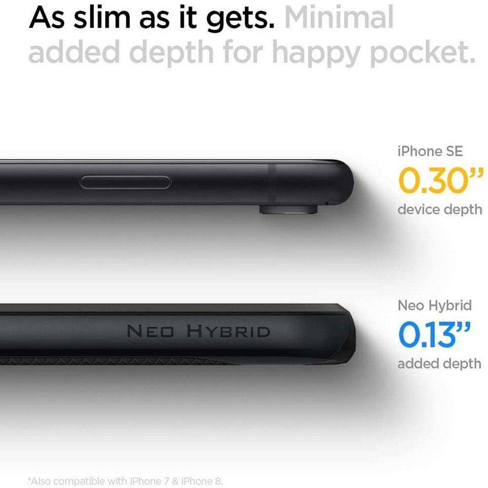 Etui Spigen iPhone SE 2022 2020 7 8 Neo Hybrid Metal Slate Szare Case + Szkło SPIGEN Glas.Tr Slim