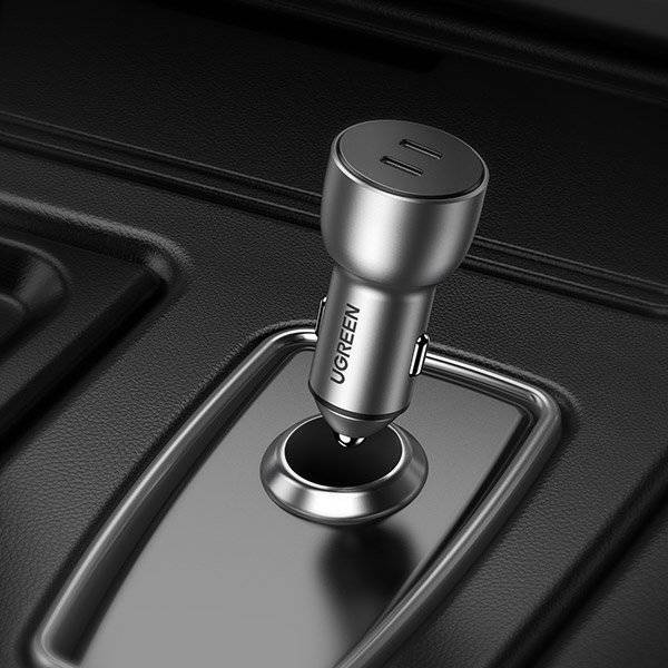 Ugreen ładowarka samochodowa 2x USB Typ C Quick Charge 3.0 PD 3.0 36 W FCP AFC 3 A szary (CD213 70594)