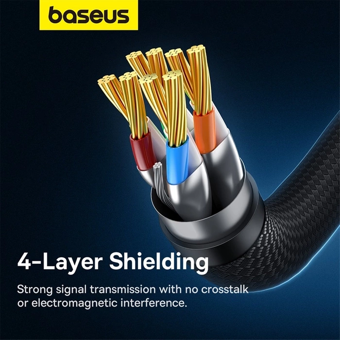 Kabel sieciowy w oplocie kat. 7 Baseus Ethernet RJ45, 10Gbps, 10m (czarny)