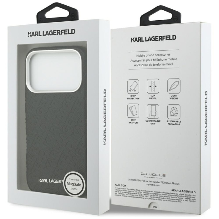 Etui Karl Lagerfeld FW Stamped Karl      MagSafe do iPhone 17 Pro czarny