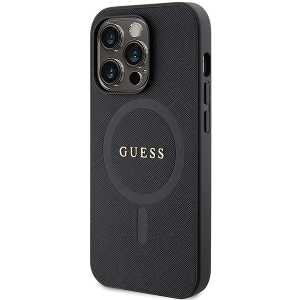 Etui Guess GUHMP14XPSAHMCK iPhone 14 Pro Max 6.7" czarny/black hardcase Saffiano MagSafe Case