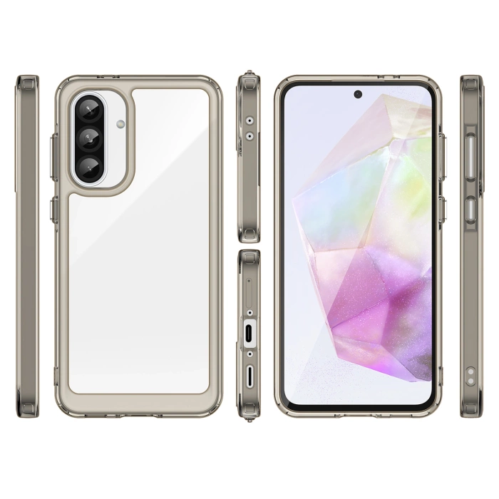 Etui Outer Space Case do Samsung Galaxy A26 pokrowiec z elastyczną ramką  - półprzezroczyste, czarne