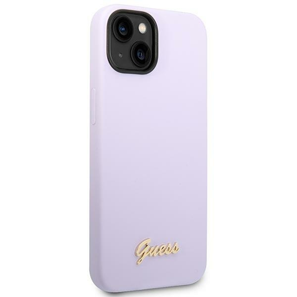 ETUI Guess iPhone 14 6,1" fioletowy/purple hard case Silicone Vintage Gold Logo