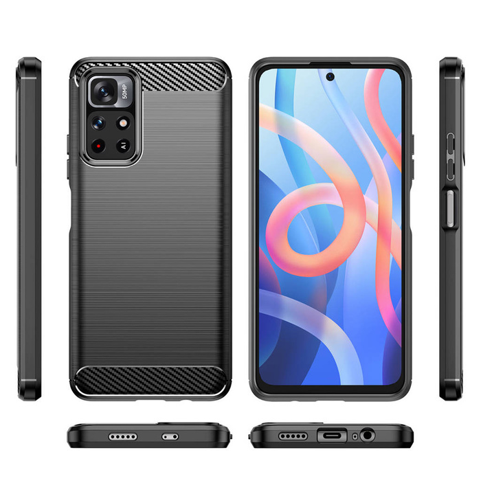 Carbon Case elastyczne etui pokrowiec Xiaomi Redmi Note 11T 5G / Redmi Note 11S 5G / Poco M4 Pro 5G czarny