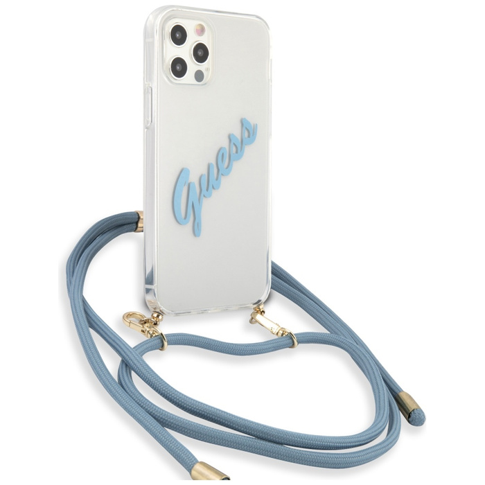 Etui GUESS Apple iPhone 12 Pro Max Script Vintage Niebieski Hardcase 