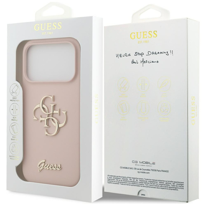 Etui Guess Silicone Big 4G Script do     iPhone 17 Pro różowy
