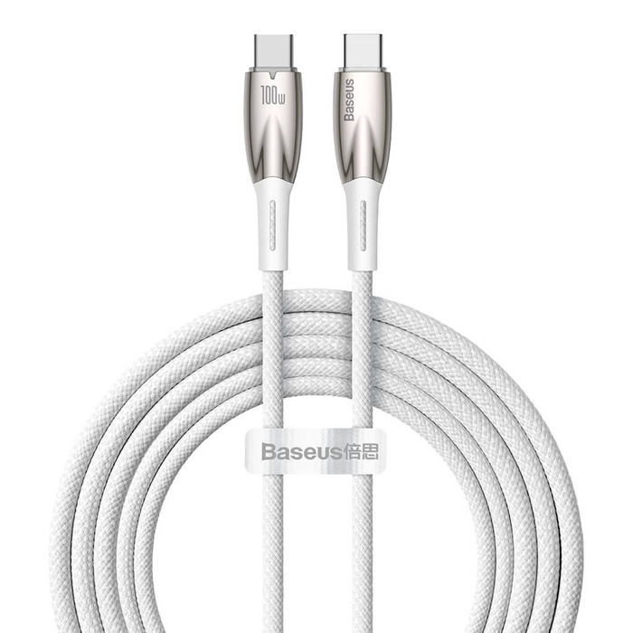 Baseus Glimmer Series kabel z szybkim ładowaniem USB-C 480Mb/s PD 100W 2m biały