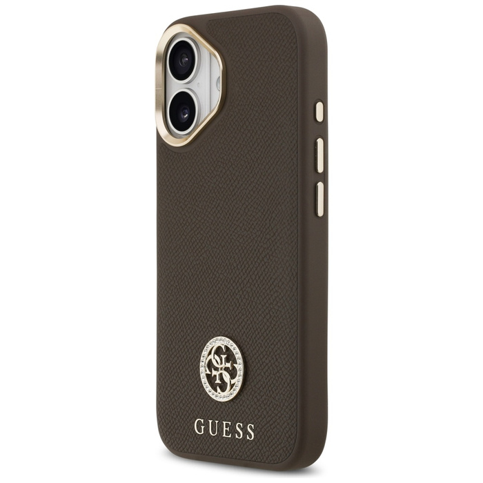 Etui Guess Grained Strass Logo MagSafe   do iPhone 17 brązowy