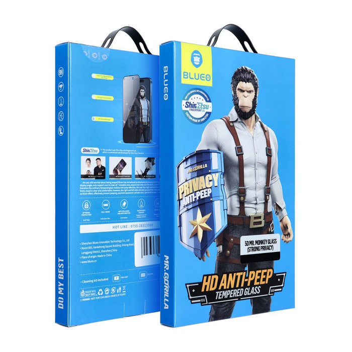 Szkło Hartowane 5D Mr. Monkey Glass - Apple iPhone 16 Plus czarny (Strong Privacy)