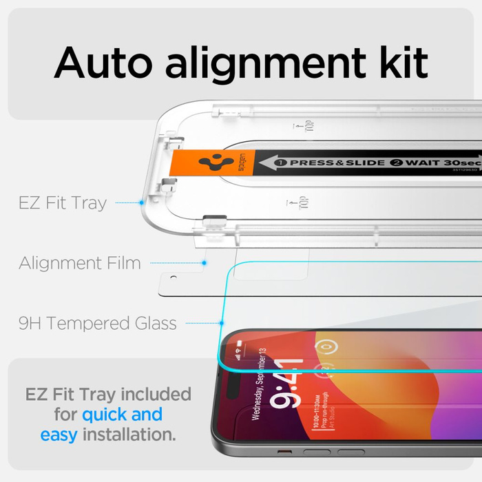Szkło Hartowane Spigen iPhone 16 Plus / 15 Plus Glas.tr ”ez Fit” 2-pack  