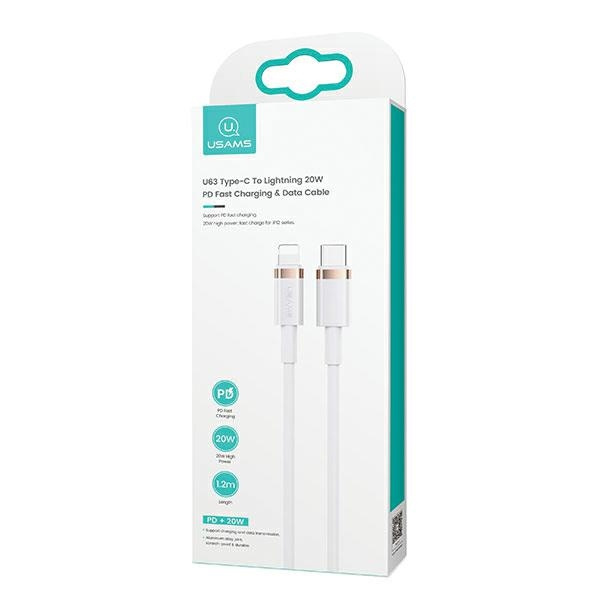 Kabel USAMS USB-C Apple Lightning U63 PD 1,2m Fast Charge 20W SJ484USB02 US-SJ484 Biały