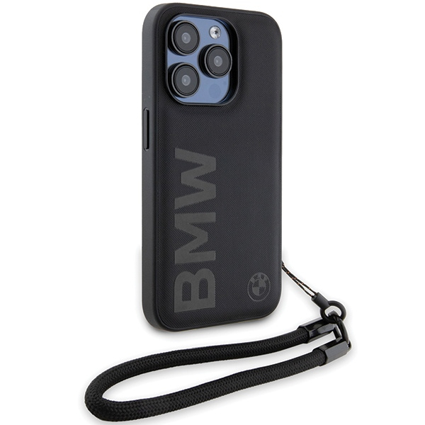 Etui Bmw Bmhcp15l23rmrlk Iphone 15 Pro 6.1" Czarny/black Hardcase Signature Leather Wordmark Cord Case