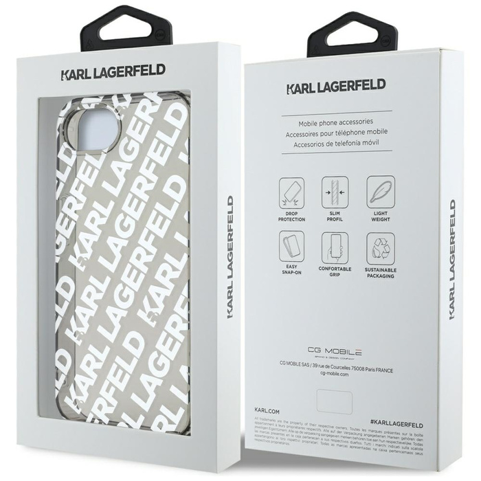 Etui Karl Lagerfeld IML Repeat Logo do   iPhone 16e srebrny