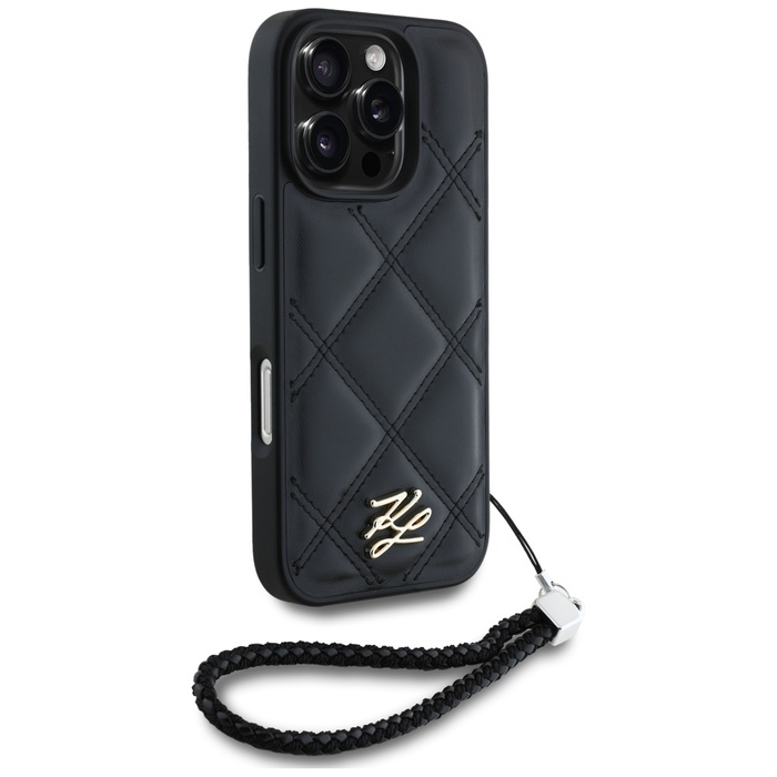 Etui Karl Lagerfeld Quilted Initial Logo & Chain Strap do iPhone 16 Pro Max czarny